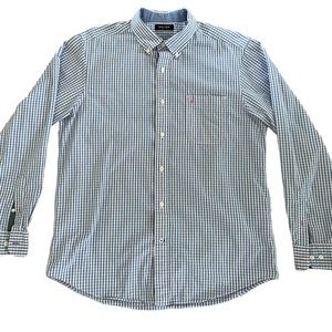 NAUTICA OXFORD LONG SLEEVE SHIRT Size L Blue Pink White Check Plaid